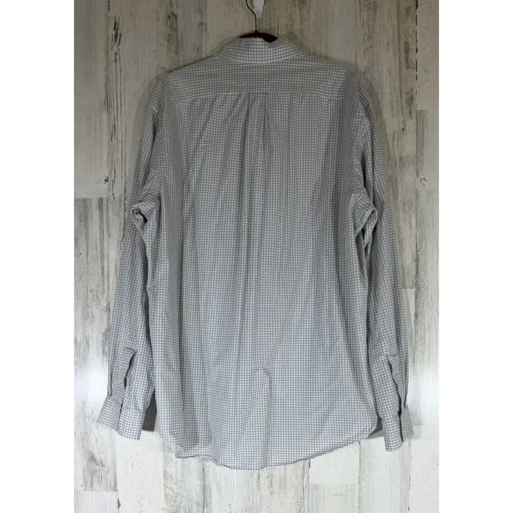 Polo Ralph Lauren Button Down Size XL Grey Gingham Classic Fit Cotton Blend READ